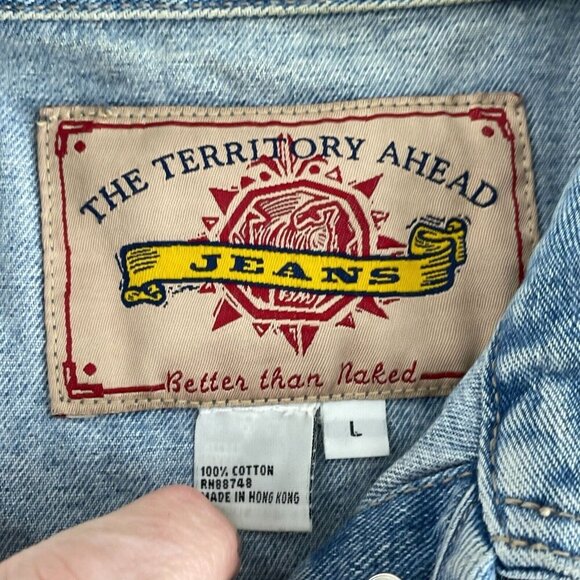 The Territory Ahead Denim Jacket L 100% Cotton Button-Front  Blue  0668 - Picture 3 of 7
